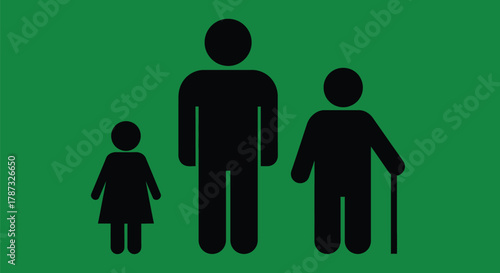 Family generation age group child adult senior people generations icon
