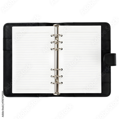 Wallpaper Mural Open ring binder personal organizer with lined paper, perfect for stationery, office, and planning mockups in high-quality PNG format. Isolated on white or transparent background. PNG format. Torontodigital.ca