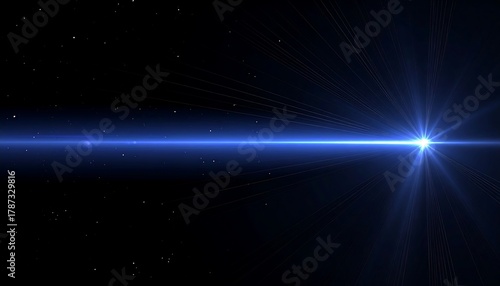 Intense blue light emitting from a central point, vast dark space