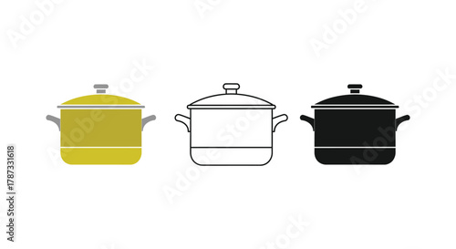 Stockpot cooking pot illustration set kitchenware vector design graphic