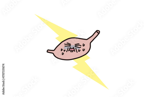 辛い胃の痛みを表すイメージイラスト