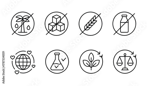 Eco-friendly sustainable product line icon collection