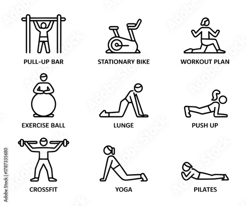 Workout and exercise routine activity icon collection