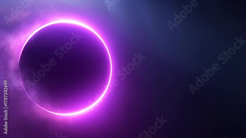 Digital glowing purple eclipse circle over a dark space backdrop