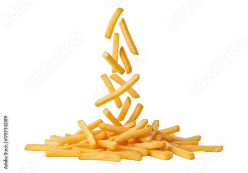 French fries falling transparent background cutout png