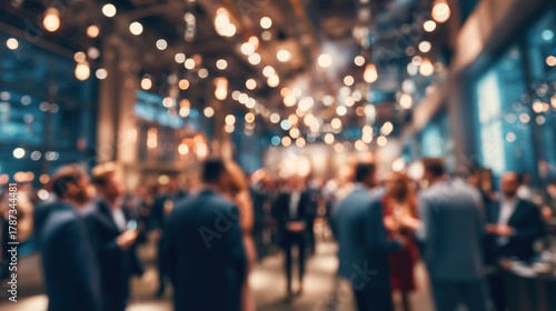 Blurred shot of business people at party in office center. High quality. High quality