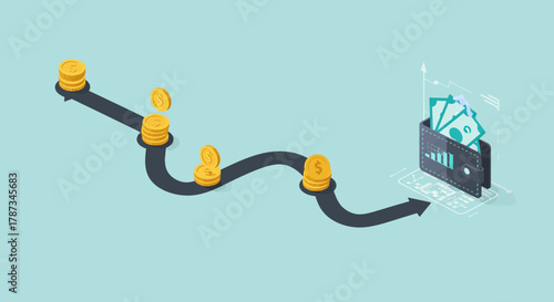 Financial Growth Path to Wallet Icon.