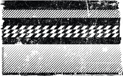 Dynamic racing background with distressed lines and asphalt texture,perfect for speed-themed creative project.Grunge racing banner with checkered pattern and tire tracks, useful for motorsport posters