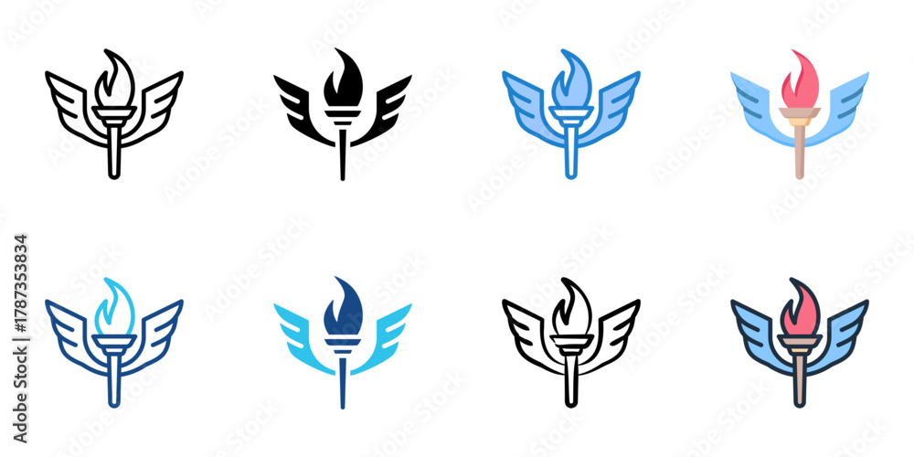 Fototapeta premium Liberalism icon set multiple style collection 