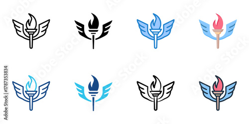 Liberalism icon set multiple style collection 
