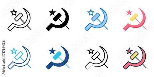Communism icon set multiple style collection 
