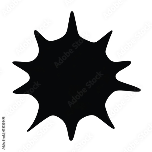 A simple black silhouette of a ten-pointed starburst or explosion shape isolated on a white background.