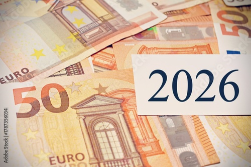 close up of 50 euros banknotes with copy space