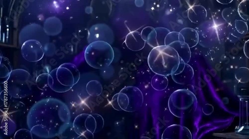 Mesmerizing Star Bubble Animation Background | Sparkling Cosmic Particles, Floating Light Orbs, Magical Galaxy Motion Graphics for Video Editors, Creators, and Adobe Stock Buyers