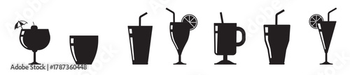 Cocktail Silhouette Set Drink Icons Vector Image
