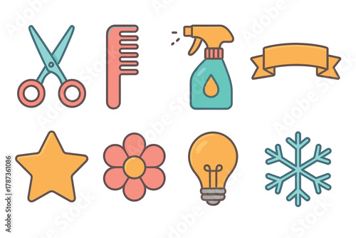Creative tools and symbols for artistic design purposes. Set of 6 Christmas vector illustration