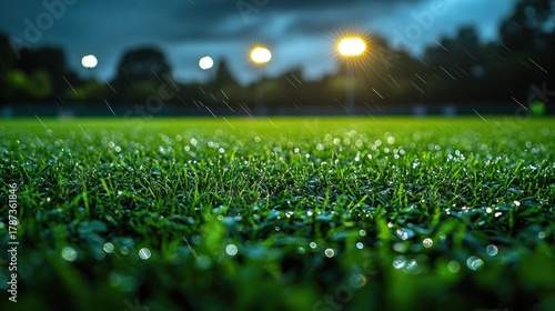 Rainy night on a soccer field