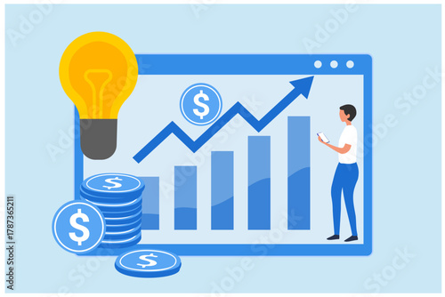 Investment, growth, fund, financial and accounting, trading, vector