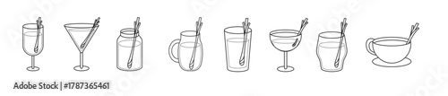 drinking glass with lemongrass vector