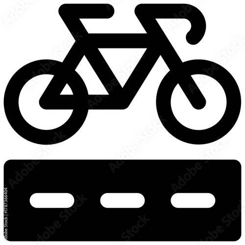 Bike lane. Outlined stroke vector icon with black-filled details.