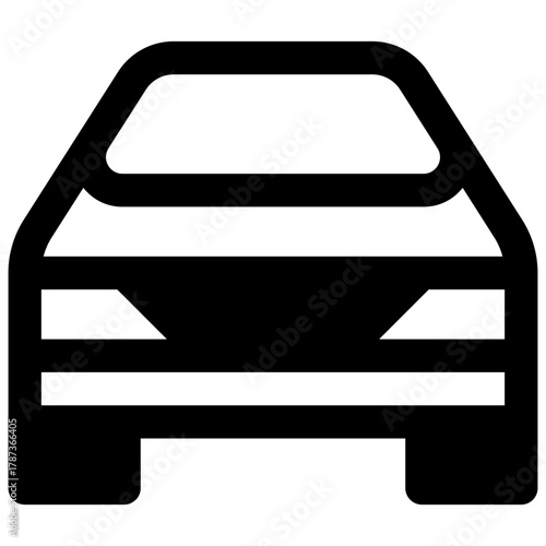 Car. Outlined stroke vector icon with black-filled details.