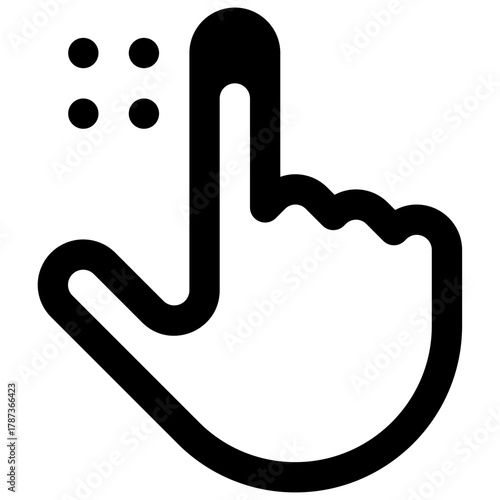 Braille. Outlined stroke vector icon with black-filled details.