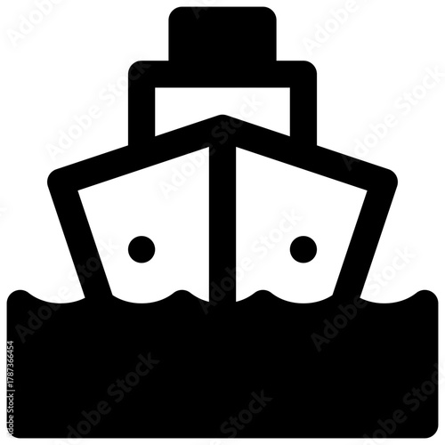 Ferry. Outlined stroke vector icon with black-filled details.