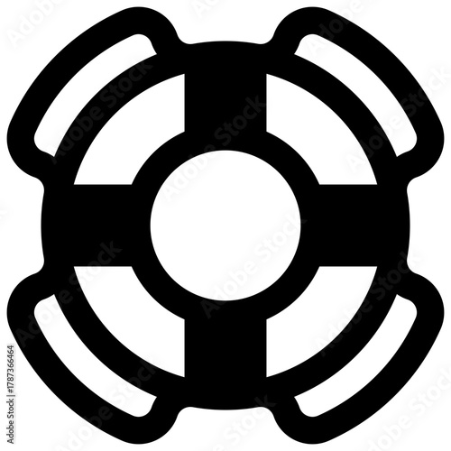 Life buoy. Outlined stroke vector icon with black-filled details.