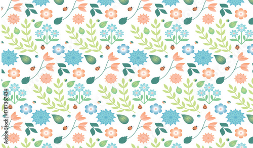 flat design vector spring pattern design