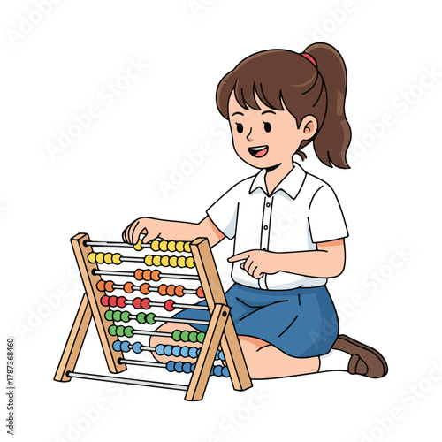 little girl playing with abacus