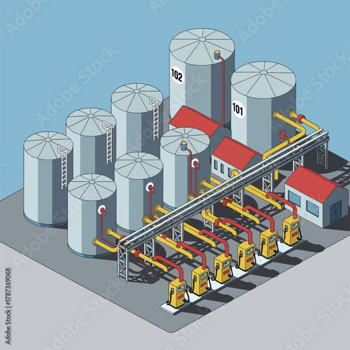 Industrial Storage Silos and Fueling Station.