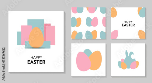 Cheerful Easter Egg Designs for Cards and Festive Decorations Vector Set