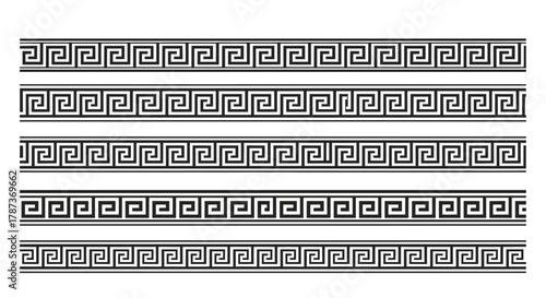 Greek Key Borders Seamless Repeating Patterns, Ornate Decorative Elements
