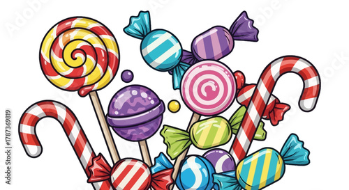 Delicious Candy Cartoon Vector Illustration of Sweet Treats