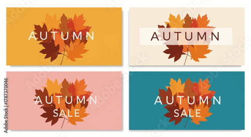 Autumn Sale Banner Templates with Colorful Maple Leaves