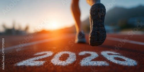 Wallpaper Mural Runner Training On Athletic Track With 2026 Number In Sunrise Lighting Dynamic Action Shot Torontodigital.ca
