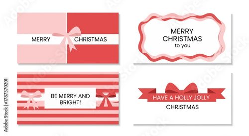 Festive Christmas Greetings Card Set with Holiday Messages and Decorations