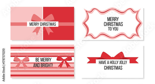 Festive Christmas Card Collection with Holiday Greetings and Decorative Bows for Seasonal Celebrations