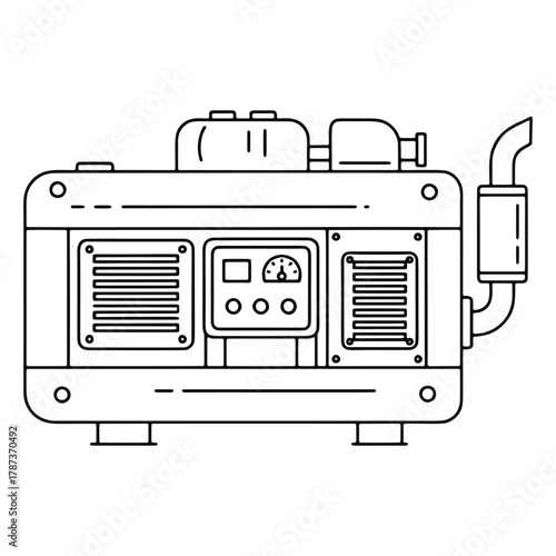 Industrial portable power generator outline vector icon design