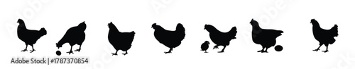 hens silhouettes set