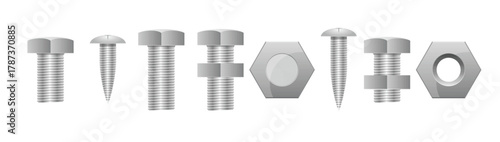 Set of hex bolt vector illustration