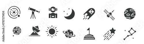 Space icon set. Vector illustration