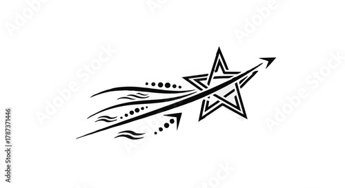 Stylized star with arrow and dynamic lines symbolizing progress and aspiration