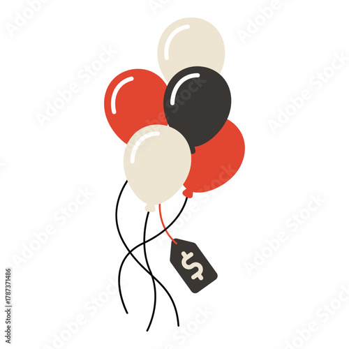 This balloon illustration is suitable for Black Friday.