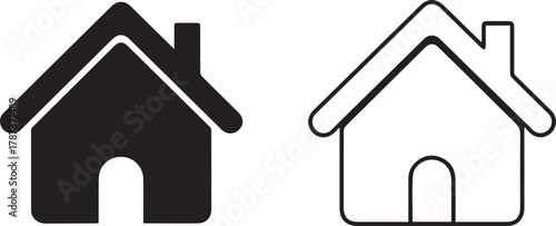 Solid and outline Home House Icons set vector isolated on white background for UI design