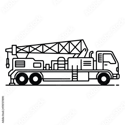 Robust mobile crane truck vector graphic for construction and oilfield operations