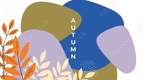 Autumnal Bliss Abstract Shapes and Foliage in Warm Tones