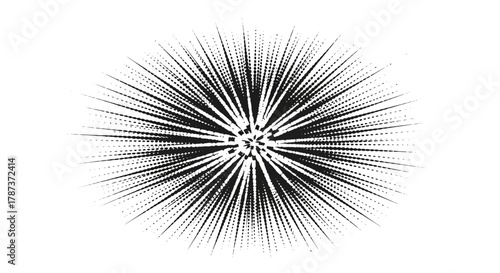 Abstract Starburst Explosion in Black and White