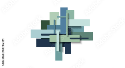 Geometric Abstraction A Modern Mosaic of Blues and Greens