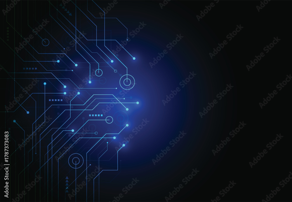 Fototapeta premium Abstract technology background with circuit board and network connection. Vector illustration